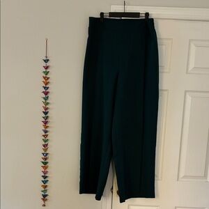 High-Waist Wide Leg Pants in Dark Green